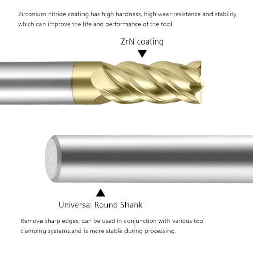 Image of Carbide Titanium Alloy End Mills 4 Flute ZrN Coating,for Titanium Alloy 1Pcs D10*75mm