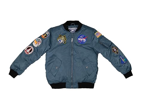Up and Away Medium-Weight NASA Space Shuttle Flight Bomber Jacket With Eight Patches