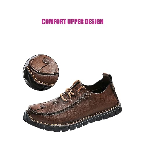 Men's Stylish Hand Stitched Leather Loafers Slip On Comfortable Soft Sole Moccasin Boat Shoes Stylish Casual Driving Dress Flats for Business2