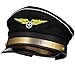 jojofuny Premium Pilot Captain Hat with Gold Embroidery - Adjustable Black Aviator Hat for Costume, Cosplay, Themed Parties & Role Play (Adult Size)