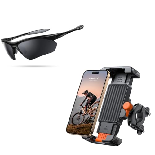 Lunettes de soleil polarisées cyclisme anti-reflet avec support smartphone stable