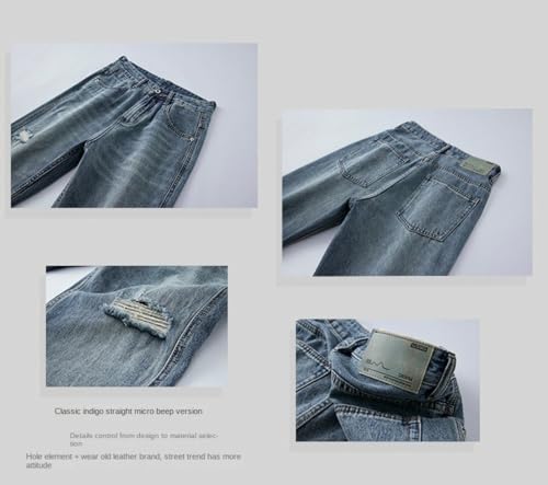 Jeans Pants Trousers Denim Vintage Distressed Men's Street Cool Dressing Style High-end Men4