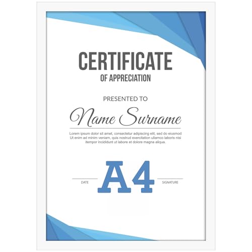 Vasemouh A4 Photo Frame White Single A4 Picture Frame Horizontal or Vertical Wall Mounting and Tabletop Display for Home Office Gallery