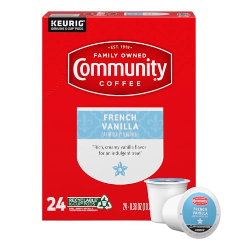 Image of Community Coffee French Vanilla Flavored 24 Count Keurig K-Cup Coffee Pods, Medium Roast, 24 Count (Pack of 1)