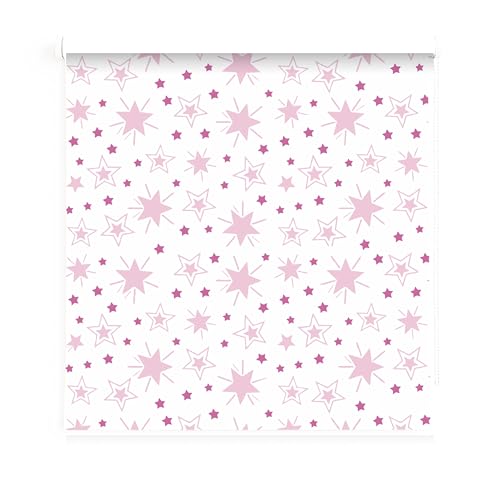 Estor estampado infantil, estor enrollable estampado digital infantil para niño o niña. Estores infantiles estrellas cuarto bebe. Estores Infantiles (40x60, Rosa)