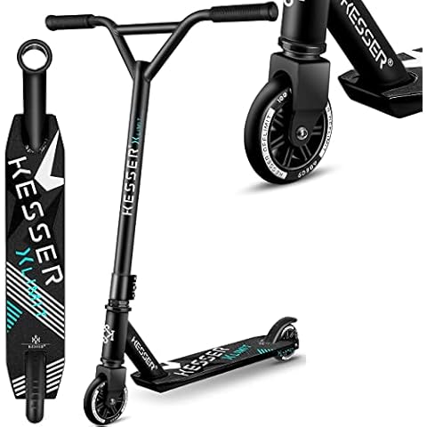 KESSER® Stunt Scooter X-Limit - 360° Lenkung Robuster Funscooter Stuntscooter mit ABEC 9 Kugellagern, 100 mm PU Räder, Kickscooter Tretroller Cityroller Trick Roller für Kinder Erwachsene (Schwarz) Cover