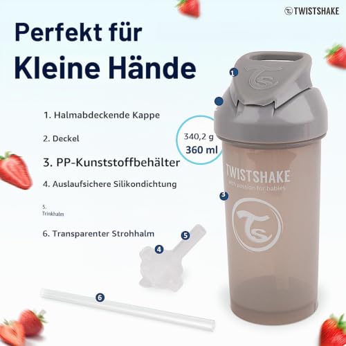 Twistshake Straw Cup | Baby-Schnabeltasse mit Strohhalm - 360 ml | Auslaufsichere Babywasserflaschen… – Ansicht 5