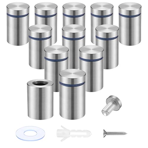 Image of Pelopy 12 Pcs Sign Standoff Screws Advertising Screws Stainless Steel Wall Standoff Mounts Glass Acrylic Nail (3 /4 x 1-3 /16 Inch)