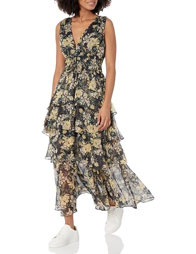 astr the label black floral dress Sara Floral Lace Trim Dress main image 0