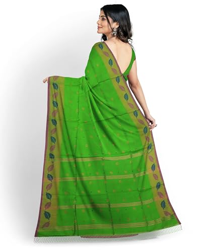 Image of Women's Traditional Handloom Zari Work Lata Border Cotton Silk Saree With Blous Piece