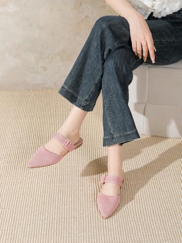 Image of Pointed Toe Mules for Women Flats，Slip On Mules Backless，Wide Width Mules，Mule Slides Flats Sandals