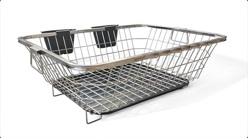 Image of BIRDWING Steel Drainer Tray Basket (60X47X23) Stainless Steel Dish Drainer Rack With Drip Tray /Utensil Drying Stand For Kitchen