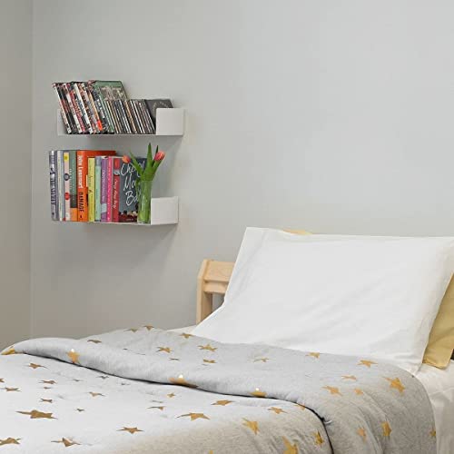 SHIOK DECOR Metal Floating Bookshelf | Heavy Duty Wall Mounted Book Organizer | Metal Shelves Holder for Books| Large Size - White - Pack of 4 - Image 3