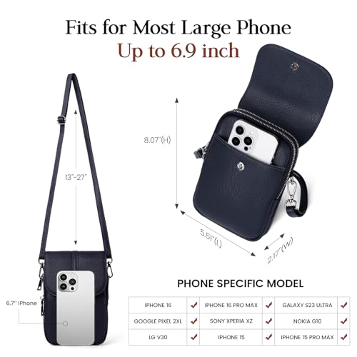 Image of befen Genuine Leather Small Crossbody Bags for Women Cell Phone Purse | Real Leather, RFID Blocking Card Slots, Multi Pockets, Cell Phone Bag, Travel Purse, Anti Theft