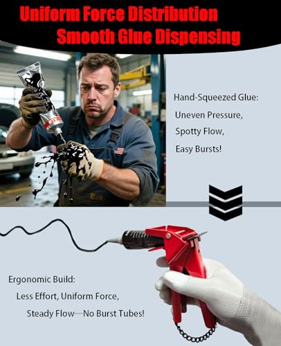 Image of Hand Tools, Automotive Repair Assistant, Tube Squeezer Tool for RTV Silicone Sealant Tubes, 2.5 inch Wide RTV Silicone Gasket Maker Helper - Efficient and Easy Control Extrusion Tool, Reduce Waste - Red