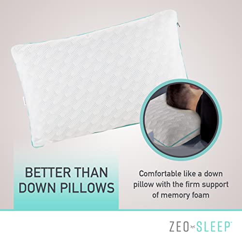 Zeo-Sleep Hybrid Adjustable Pillow - Memory Foam Pillow, Neck Contour Cervical Orthopedic Pillow For Sleeping Side Back Stomach Sleeper Down Alternative Bed Pillow - 26 X 16 X 5 Inches #TOP6