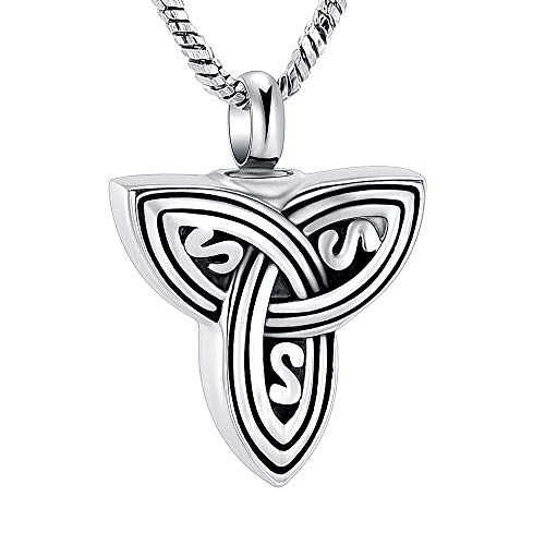 Yinplsmemory Cremation Jewelry for Ashes Celtic Knot Vintage Triangle Knot Urn Pendant Necklace for Ashes Keepsake Memorial Jewelry for Men Women