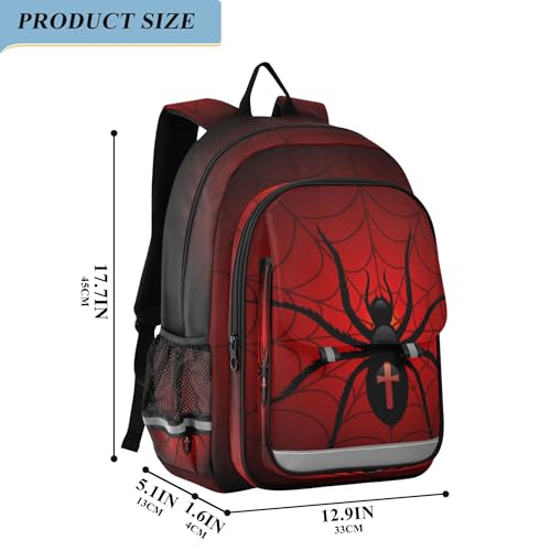 Spider Web Red Backpack School Backpack Lightweight Laptop Backpack Students Book Bag with Reflective Stripes2