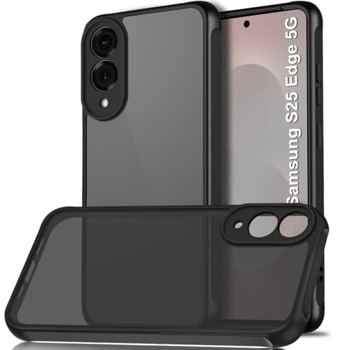 Image of TheGiftKart Hybrid Matte Frosted Translucent Back Cover Case for Samsung Galaxy S25 Edge 5G | ShockProof Design | Camera Protection Module | Hard Back Case for Samsung S25 Edge (PC & TPU, Frost Black)