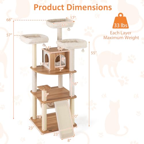 Árbol para gatos moderno alto de 68 pulgadas para interior miniatura 3