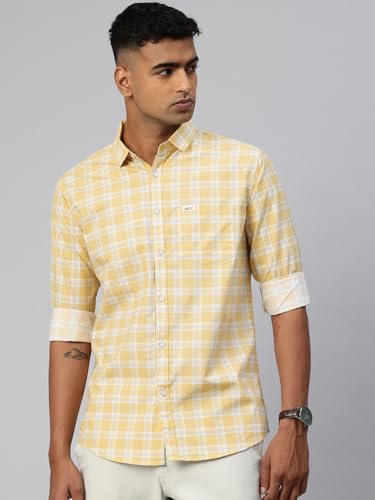 Image of Majestic Man Men Comfort Slim Fit Opaque Checked Cotton Casual Shirt