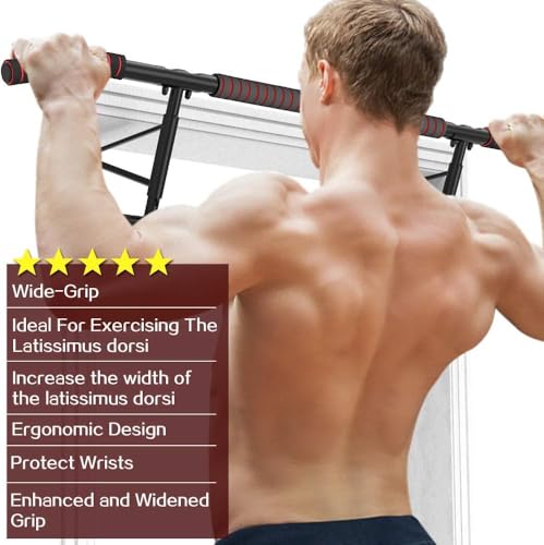 AmazeFan Doorway Pull-Up Bar for Home Gym Exercise - Ergonomic Design - Multi-Angle Grip