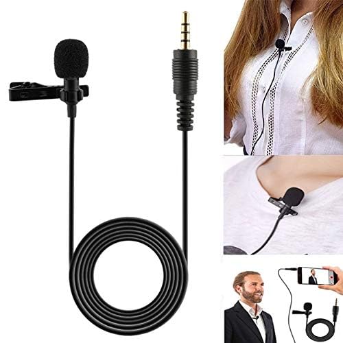 Image of Clip-On Lavalier Microphone with 3.5mm Jack - Omnidirectional Lapel Mic for Smartphone, Laptop, Camera, YouTube, Interview, Podcast & Recording (Noise Reduction, Long Cable)