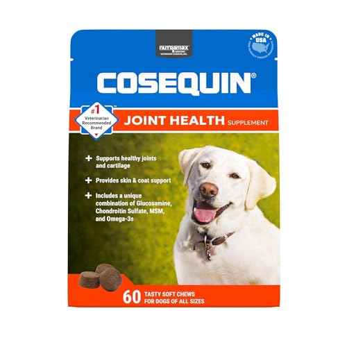 Nutramax Cosequin Joint Health Supplement for Dogs – With Glucosamine, Chondroitin, MSM, and Omega-3’s, 60 Soft Chews
