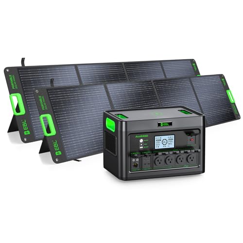 EBL 2400W Portable Power Station with 2x200W Solar...