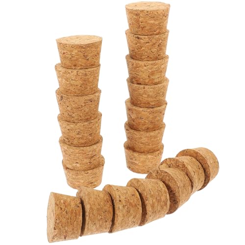 ELEOUTI 20 Tapones de Corcho Natural Cónicos para Botellas de Vino Tamaño 33X28X20 MM Compatibles Boca de 29-315 MM Reutilizables para Conservación y Decoración DIY en Hogar y Fiestas