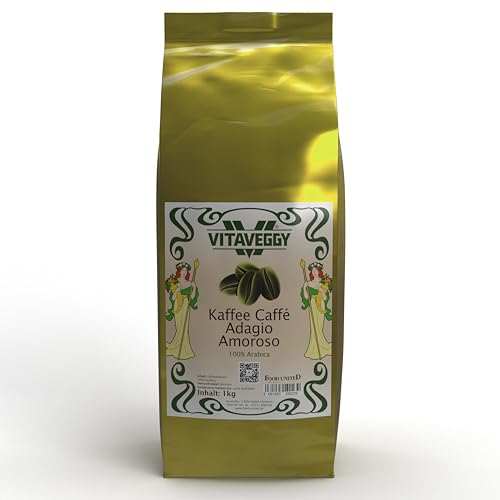 VITAVEGGY 100% ARABICA KAFFEEBOHNEN 1KG | ADAGIO AMOROSO | mild geröstet in Deutschland | Kaffeebohnen aus Südamerika | für French-Press Espresso-Siebträger-Maschine