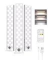 EZVALO 62 LEDs Under Cabinet Lighting, 2000mAh LED Closet Lights with Remote 3 Color Temps, Rechargeable Motion Sensor Lights Indoor Battery Operated, Wireless Under Counter Lights for Kitchen 3 Pack