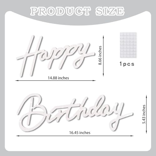 Image of TONIFUL Happy Birthday Sign for Backdrop - Glitter White Felt Banner - Includes Dot Glue - Perfect for Birthday Party Backdrop,Wall Decr,Balloon Arch,Photo Background
