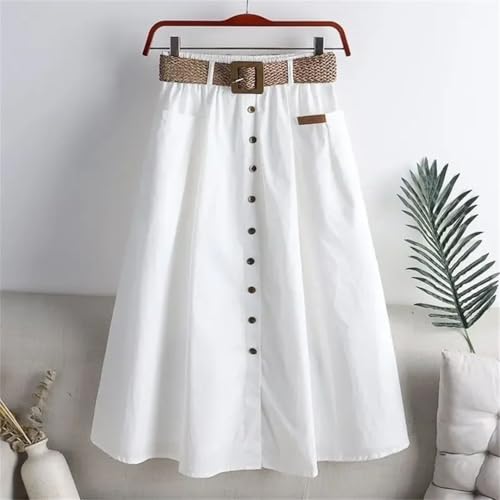 Women High Waist Elastic A- Line Mini Spring Summer Loose with Big Pockets Side Slit Skirt4