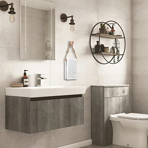 Eluck Home Toilet Roll Holder Creative Wood Roll Holder Country House Toilet Paper Holder Toilet Bathroom Retro Wall Mount Rope 24 Inch Khaki #TOP7