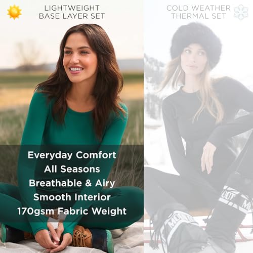 Image of Cuddl Duds Lightweight 2 Piece Active Base Layer Matching Sets for Women