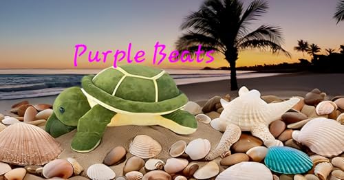 Image of Purple Beats Green Turtle Soft Stuff Toys for Kids, Children, Baby Girls, Stuffed Animals Toys, kachhua Soft Toys, Car Soft Toy - 30 CM