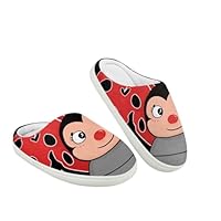 Kuiaobaty Ladybird Print Kids Slippers Warm Fuzzy House Shoes with Warm Linning, Novelty Ladybug House Slippers Anti-Slip for Indoor/Outdoor\u200C