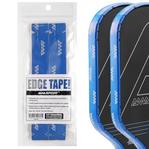 PICKLETECH Pickleball Paddle Protection Tape - Paddle Head Edge Guard - Racket Edge Protection Tape -Fit Perfectly Curved Edge -AMA Patterns Blue Gray