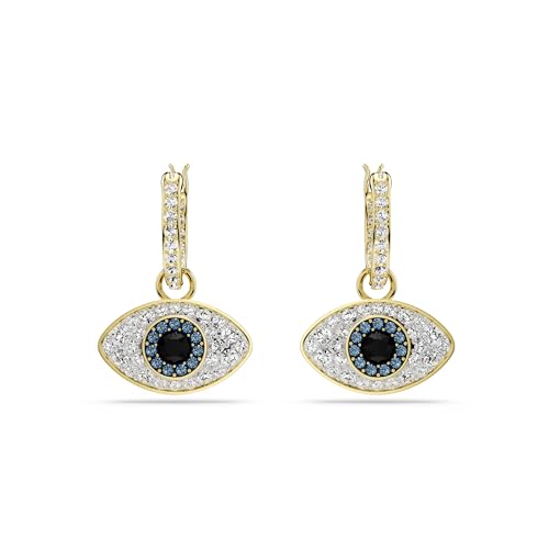 Swarovski Symbolica Drop Earrings, Evil Eye, Blue, Gold-Tone Finished2