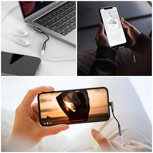 Image of Meliya USB-C to 3.5mm Headphone Jack Right Angle Adapter - Type-C to Aux Digital Audio Dongle with Hi-Res DAC Chip, Compatible with iPhone 17 /16 /15 Series, Samsung, Google Pixel & USB-C Devices 1 pack