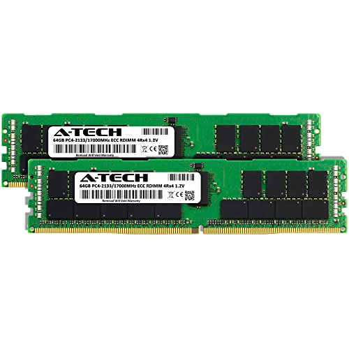 Image of A-Tech 128GB Kit (2x64GB) RAM for QNAP ES2486dc NAS | DDR4 2133MHz PC4-17000 ECC RDIMM 3DS 4Rx4 1.2V 288-Pin ECC Registered DIMM Memory Upgrade