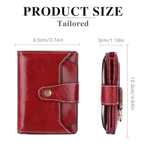 Image of Small Wallet Women RFID Blocking Bifold Wallets Vegan Leather Card Holder with ID Window Zip Pocket