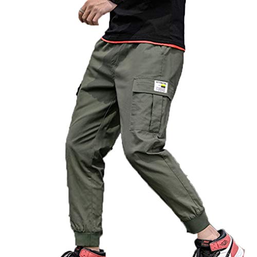 Pantalons décontractés pour Hommes Salopette de Sport été Mince Confortable Respirant résistant à l'usure Poche Cargo Pantalon à Neuf Points Cover