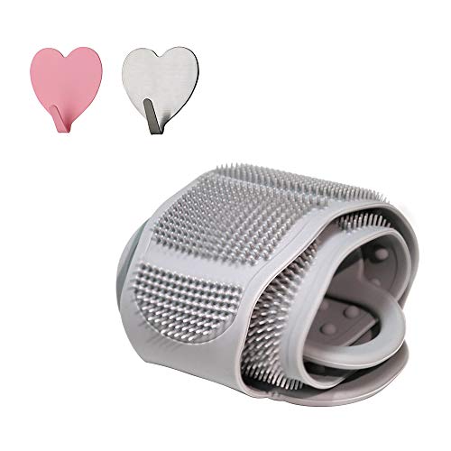 Silicone Back Scrubber For Shower - Body Brush For Bathing - For Back Cleansing And Exfoliating, Back Massage, All Parts Of The Body To Remove Ash And Mud (grey)