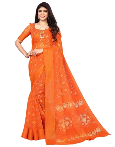 bhagyavati designer Women's Cotton Printed Zari Stripe Saree With Unstitched Blouse Piece-picture-10
