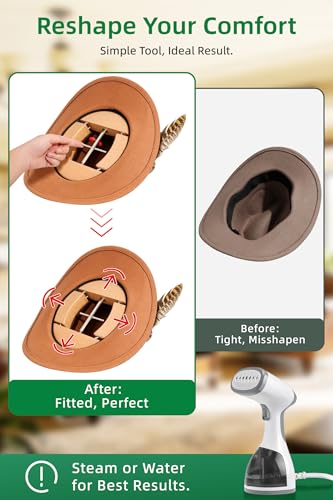 Image of Cowboy Hat Stretcher for Fitted Hats Large Size Cowboy Hat Stretcher 4-Way Extender Thick Beech Wood Hat Shaper for Baseball Jack Caps Fedora Hats Expander Easy to Stretch with Handle 21.6-26.7in