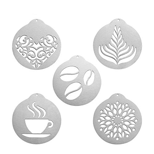ラテアート テンプレート ステンレス 5枚セット カプチーノ ラテアート用 ステンシル シート コーヒー デコレーション (5枚セット)のサムネイル