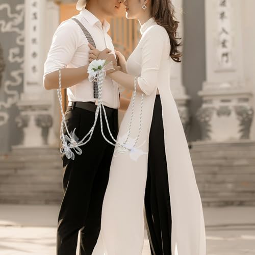 Lazo de boda blanco Amosfun elegante de plástico para decoración de ceremonias 6
