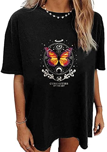 datasy Camiseta Manga Larga/Corta Mujer de Mariposa Oversize Camisetas Deporte Tallas Grandes...